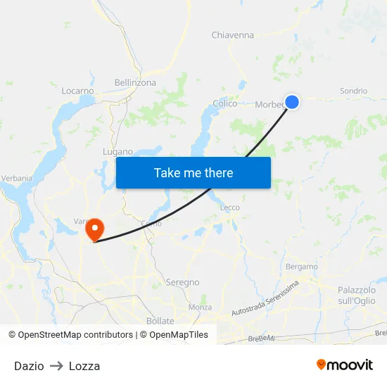 Customs to Lozza map