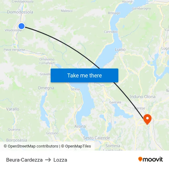Beura-Cardezza to Lozza map