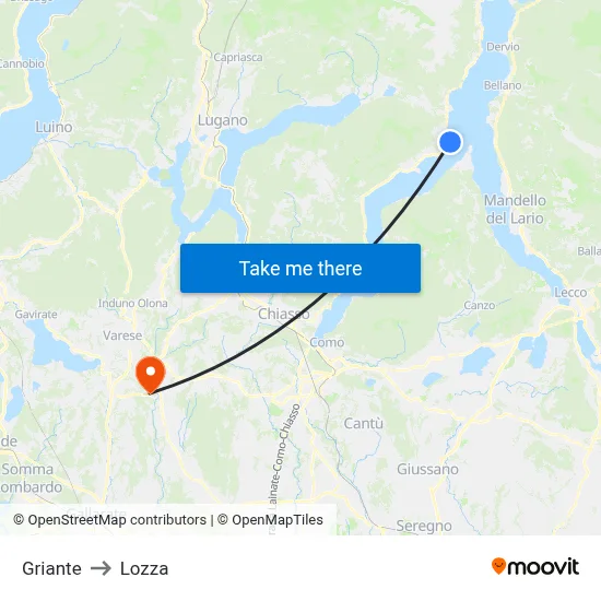 Griante to Lozza map