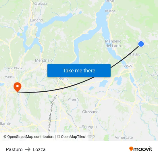 Pasturo to Lozza map