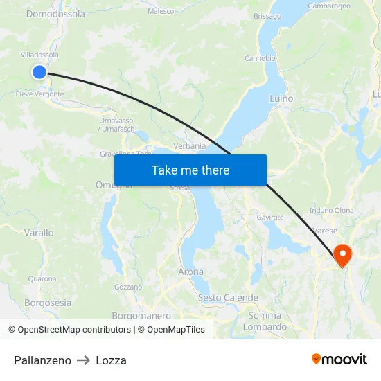 Pallanzeno to Lozza map