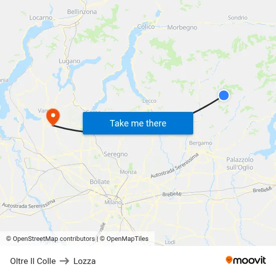 Oltre Il Colle to Lozza map