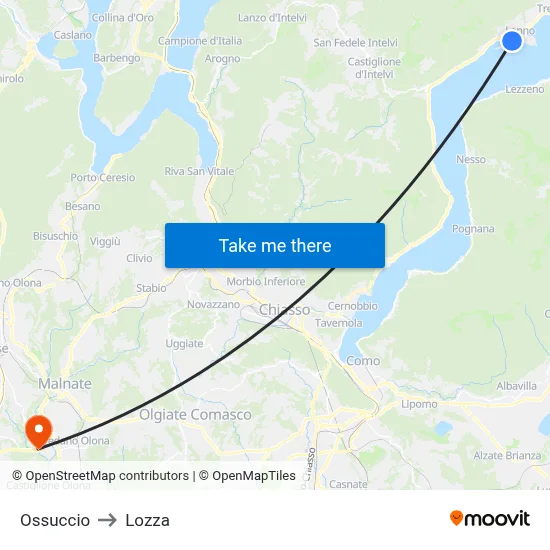 Ossuccio to Lozza map