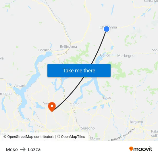 Mese to Lozza map