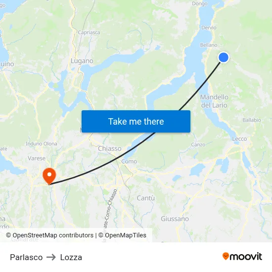Parlasco to Lozza map