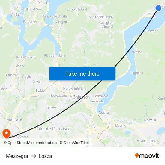 Mezzegra to Lozza map