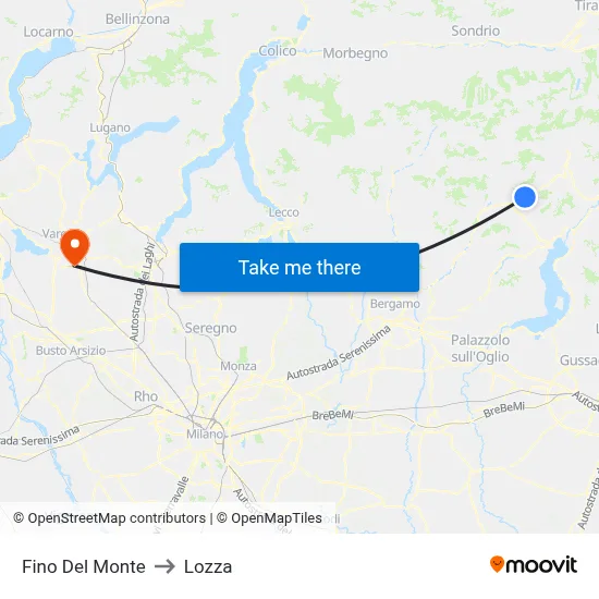 Fino del Monte to Lozza map