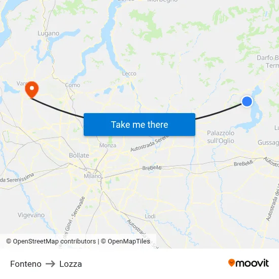 Fonteno to Lozza map