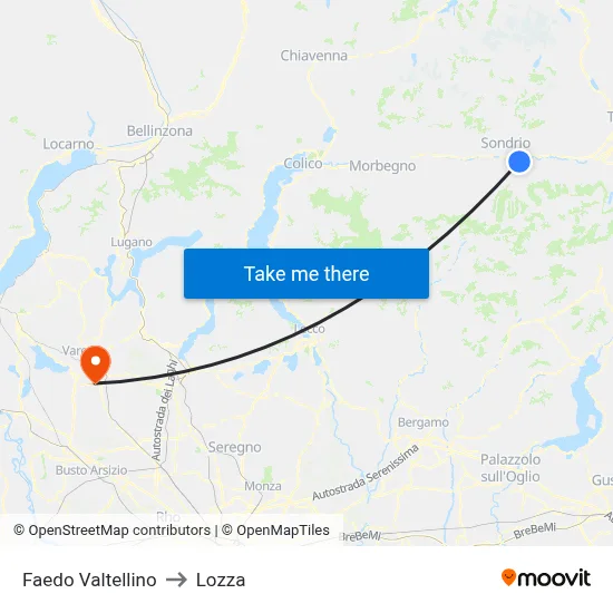Faedo Valtellino to Lozza map
