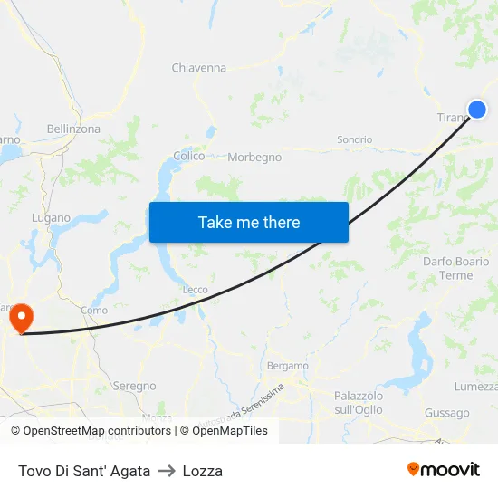 Tovo Di Sant' Agata to Lozza map