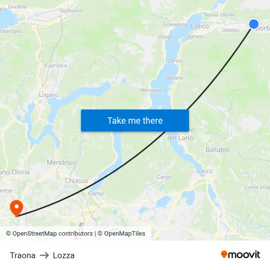 Traona to Lozza map