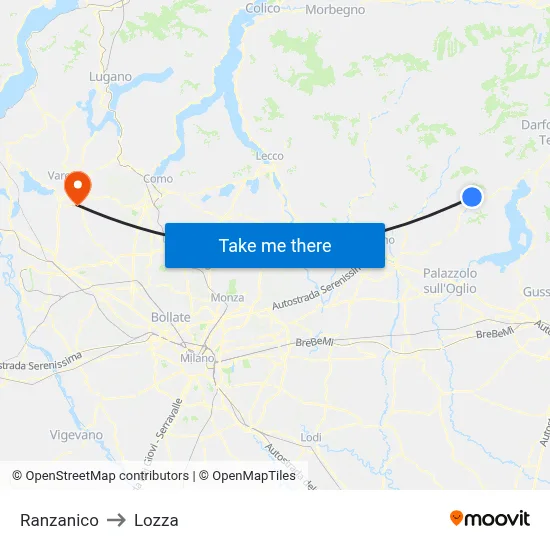 Ranzanico to Lozza map