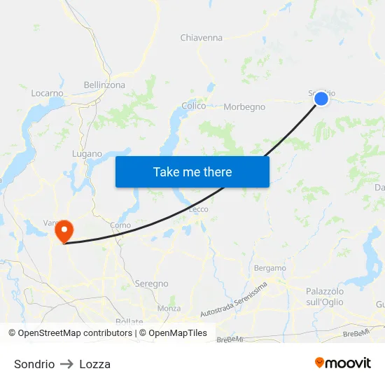 Sondrio to Lozza map