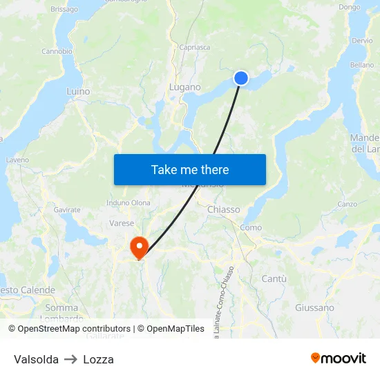 Valsolda to Lozza map