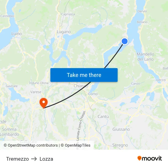Tremezzo to Lozza map