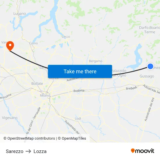 Sarezzo to Lozza map