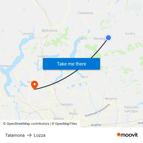 Talamona to Lozza map