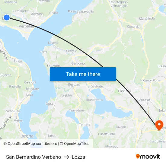 San Bernardino Verbano to Lozza map