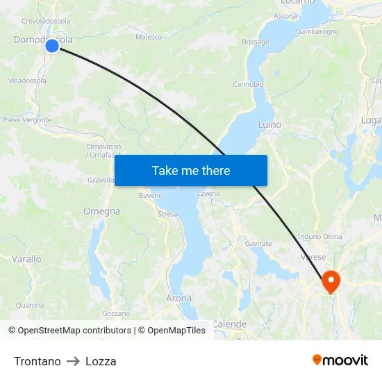Trontano to Lozza map