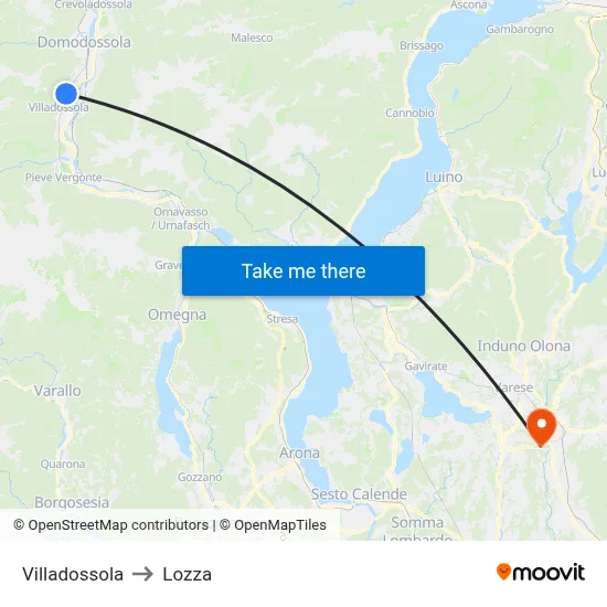 Villadossola to Lozza map