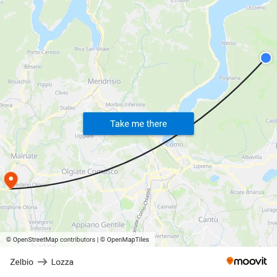 Zelbio to Lozza map