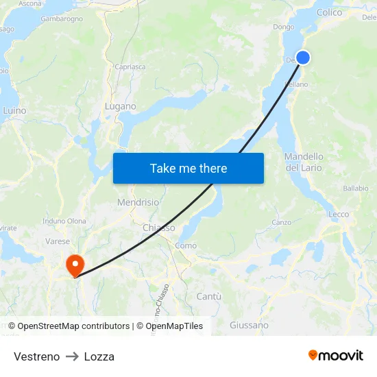 Vestreno to Lozza map