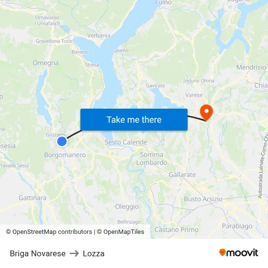 Briga Novarese to Lozza map