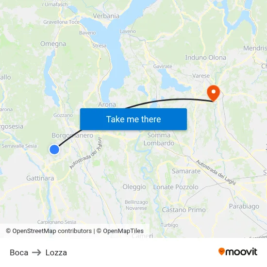 Boca to Lozza map