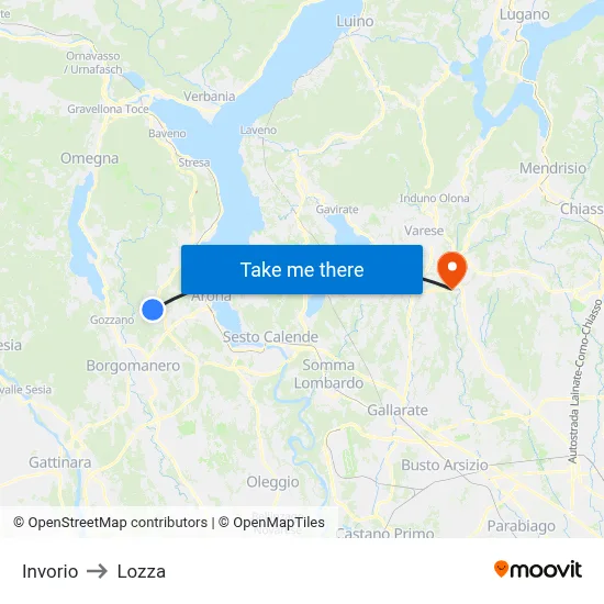 Invorio to Lozza map