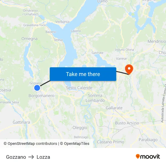 Gozzano to Lozza map