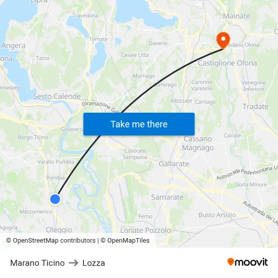 Marano Ticino to Lozza map