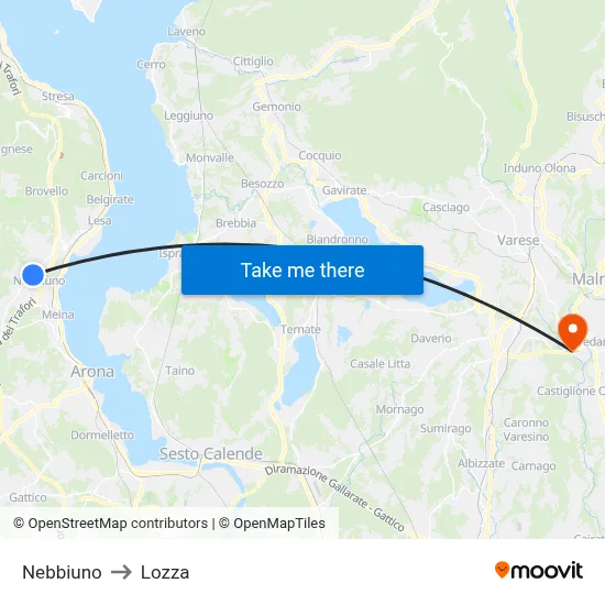 Nebbiuno to Lozza map