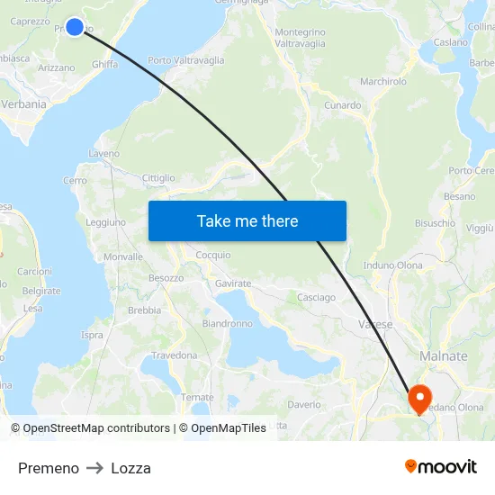 Premeno to Lozza map