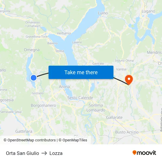 Orta San Giulio to Lozza map