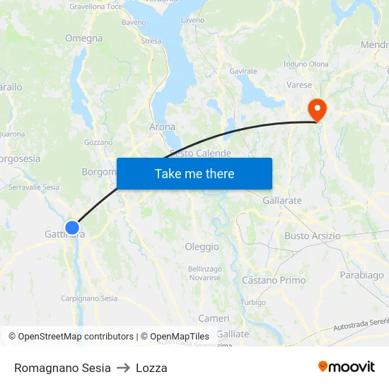 Romagnano Sesia to Lozza map