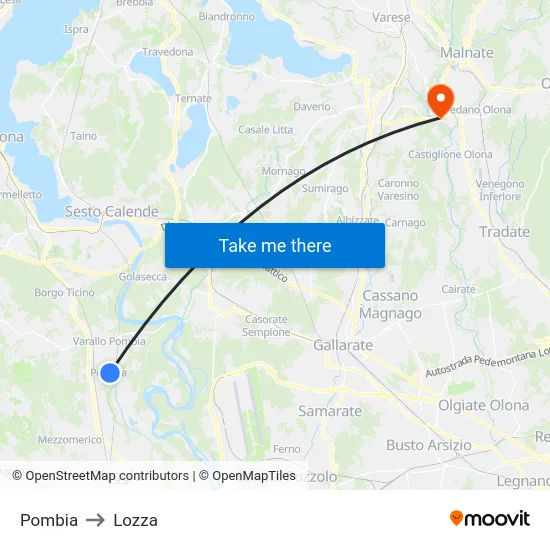 Pombia to Lozza map