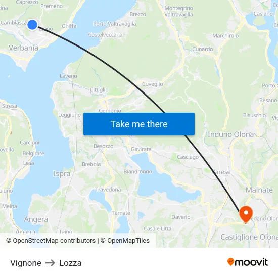 Vignone to Lozza map