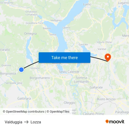 Valduggia to Lozza map