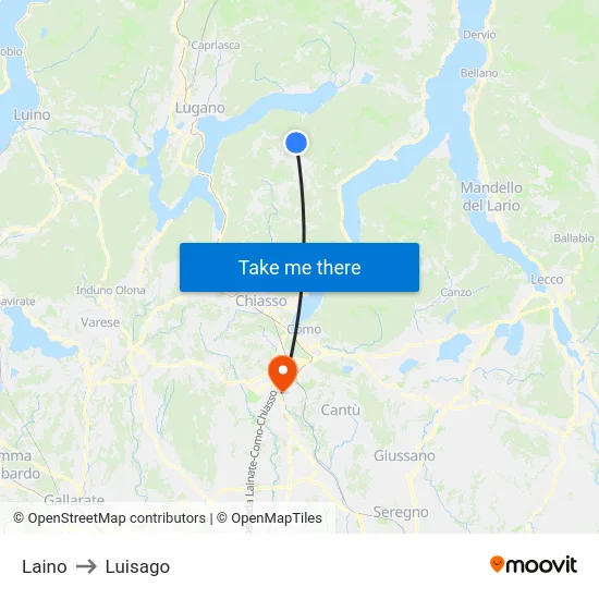 Laino to Luisago map