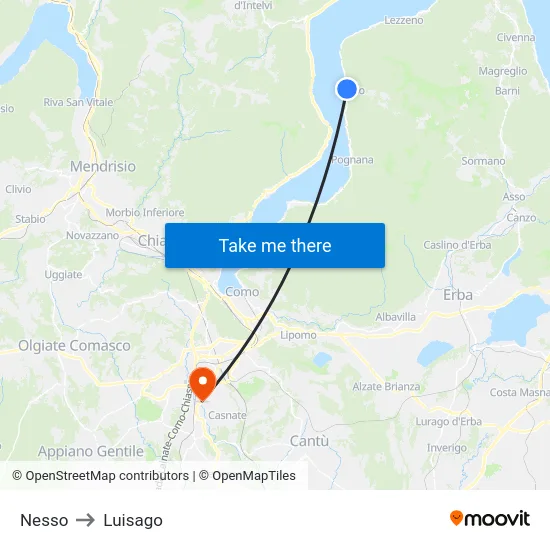 Nesso to Luisago map