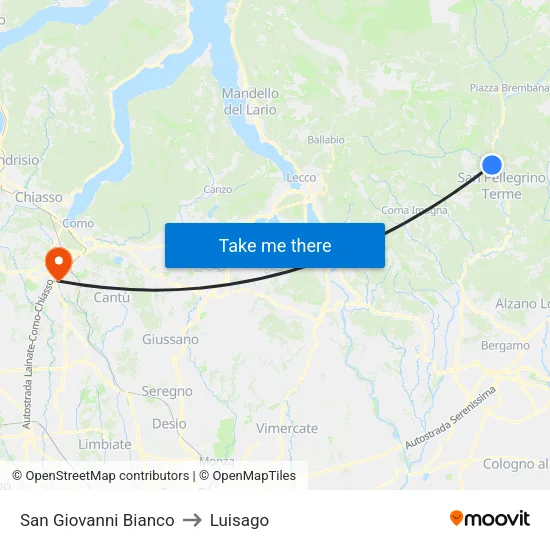 San Giovanni Bianco to Luisago map