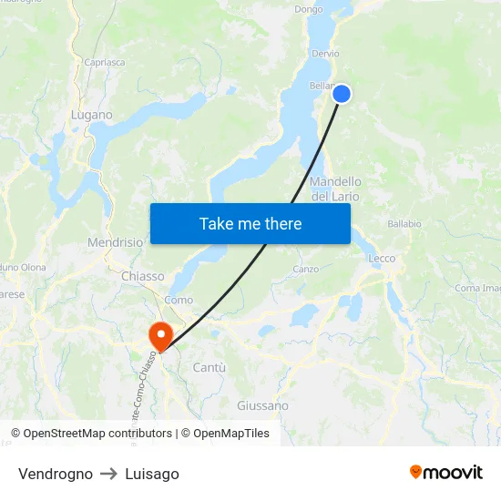 Vendrogno to Luisago map