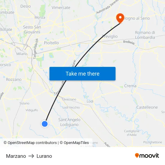 Marzano to Lurano map