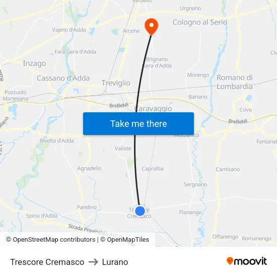 Trescore Cremasco to Lurano map