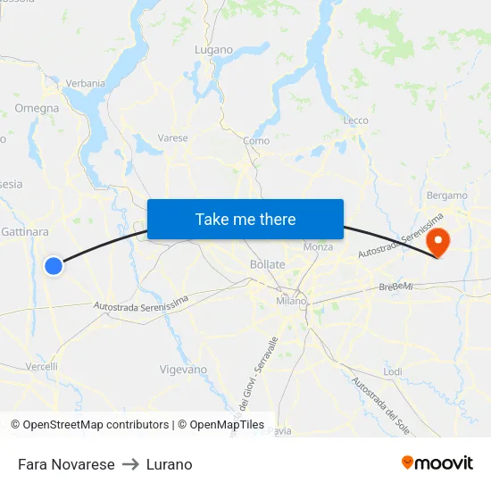 Fara Novarese to Lurano map