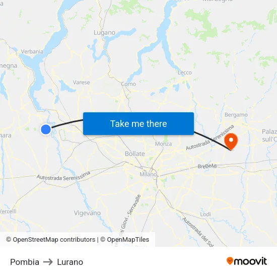 Pombia to Lurano map