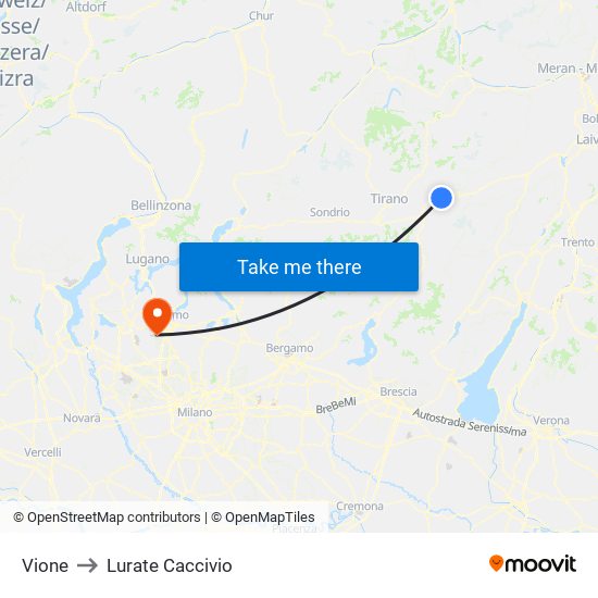 Vione to Lurate Caccivio map