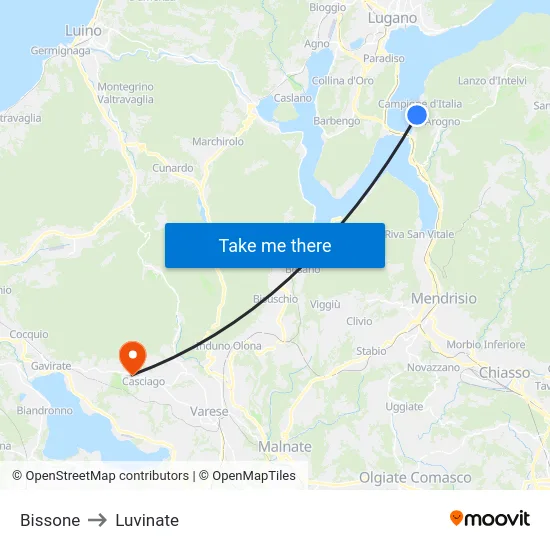 Bissone to Luvinate map