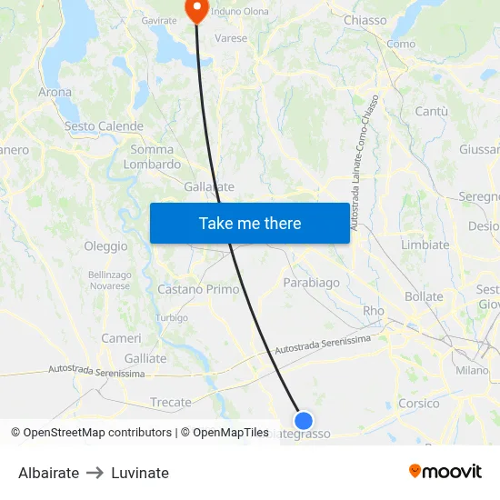 Albairate to Luvinate map