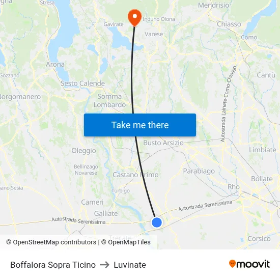 Boffalora Sopra Ticino to Luvinate map